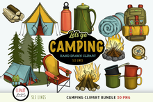 Load image into Gallery viewer, Camping Clipart - Campfire, Tents &amp; Backpacks PNG