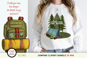 Camping Clipart - Campfire, Tents & Backpacks PNG
