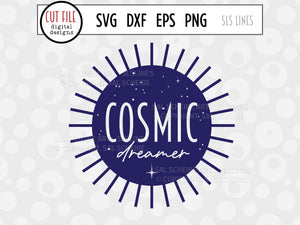 Cosmic Dreamer Sunshine Cut File with Galaxy & Stars SVG by SLS Lines