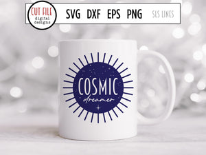 Cosmic Dreamer Sunshine Cut File with Galaxy & Stars SVG by SLS Lines