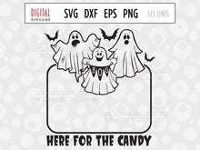 Load image into Gallery viewer, Halloween Trick or Treat Bag SVG, Retro Ghosts Cut File with bats