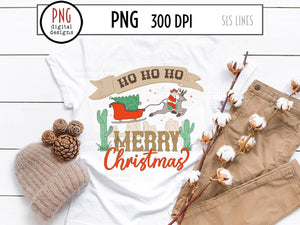 Ho Ho Ho Santa in the Desert PNG, Southwestern Christmas Sublimation