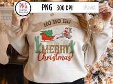 Load image into Gallery viewer, Ho Ho Ho Santa in the Desert PNG, Southwestern Christmas Sublimation