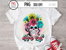Load image into Gallery viewer, Retro Love &amp; Joy Flower Skull Sublimation PNG