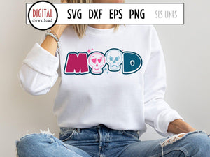 Mood SVG, Cute Retro Skull Cut File with Emotions by SLS Lines