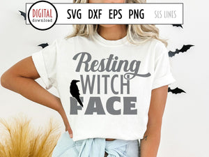 Resting Witch Face SVG, Crow Cut File