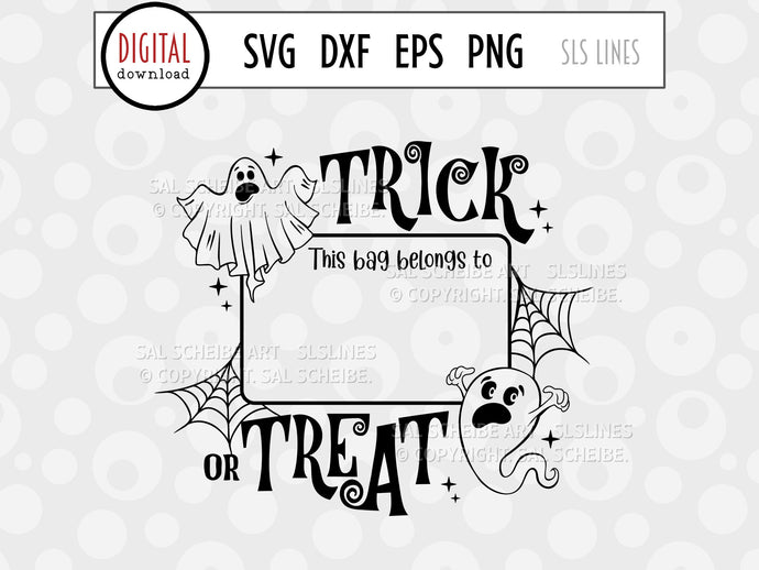Halloween Trick or Treat Bag SVG, Ghosts & Spiderwebs Cut File
