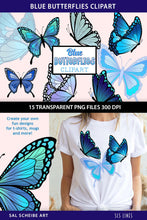 Load image into Gallery viewer, Butterfly Clipart - Blue Butterflies PNG Illustrations - SLS Lines