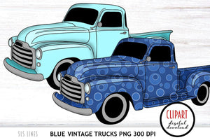 Vintage Truck Clipart - Blue Trucks PNG