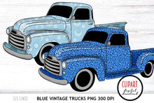 Load image into Gallery viewer, Vintage Truck Clipart - Blue Trucks PNG