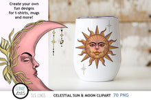 Load image into Gallery viewer, Celestial Clipart Bundle - Sun &amp; Moon Graphics - SLS Lines