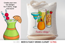 Load image into Gallery viewer, Beer &amp; Fancy Drinks Clipart - Food &amp; Drink PNGs - SLS Lines