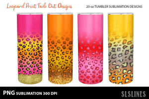 Skinny Tumbler Sublimation - Leopard Print Fade In Set PNG