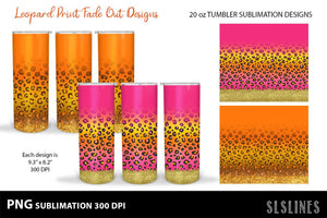 Skinny Tumbler Sublimation - Leopard Print Fade In Set PNG