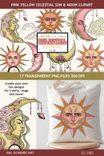 Load image into Gallery viewer, Pink &amp; Yellow  Celestial Clipart - Sun &amp; Moon Graphic - SLS Liness