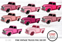 Load image into Gallery viewer, Vintage Truck Clipart - Pink Trucks PNG