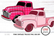 Load image into Gallery viewer, Vintage Truck Clipart - Pink Trucks PNG