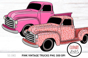 Vintage Truck Clipart - Pink Trucks PNG