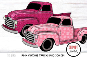 Vintage Truck Clipart - Pink Trucks PNG