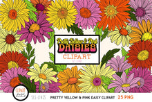 Load image into Gallery viewer, Retro Daisies Clipart - Hippie Boho Daisy PNGs - SLS Lines