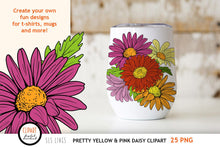 Load image into Gallery viewer, Retro Daisies Clipart - Hippie Boho Daisy PNGs - SLS Lines