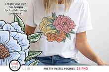 Load image into Gallery viewer, Peonies Clipart - Pastel Peony Flowers PNG - SLS Lines