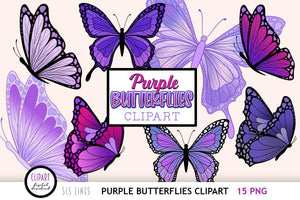 Butterfly Clipart - Purple Butterflies PNG Illustrations
