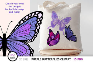 Butterfly Clipart - Purple Butterflies PNG Illustrations