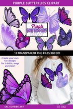Load image into Gallery viewer, Butterfly Clipart - Purple Butterflies PNG Illustrations