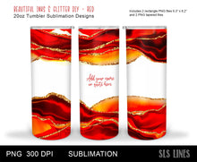 Load image into Gallery viewer, Skinny Tumbler Sublimation - Colorful Inks with Glitter PNG