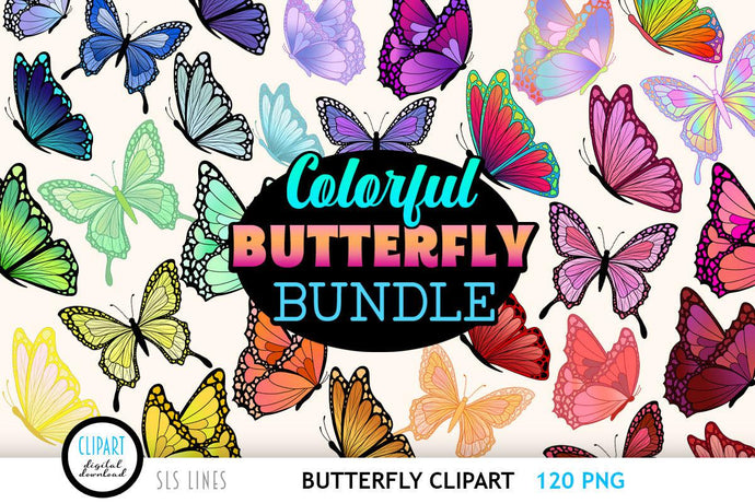 Colorful Butterfly Clipart - Bundle of Butterflies