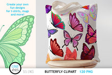 Load image into Gallery viewer, Colorful Butterfly Clipart - Bundle of Butterflies