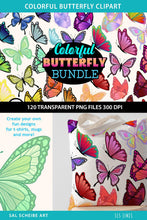Load image into Gallery viewer, Colorful Butterfly Clipart - Bundle of Butterflies - SLS Lines