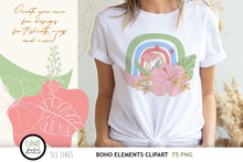 Load image into Gallery viewer, Boho Elements Clipart Bundle - Flowers, Feathers &amp; Rainbows - SLS Lines