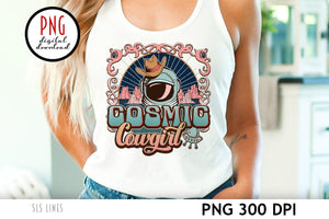 Cosmic Cowgirl PNG - Retro Space Western Design EXCLUSIVE