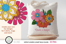 Load image into Gallery viewer, Hippie Flowers Clipart - Groovy 60s Florals Bold Colors - SLS Lines