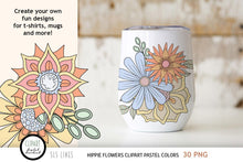 Load image into Gallery viewer, Hippie Flowers Clipart - Groovy 60s Florals Pastel Shades - SLS Lines