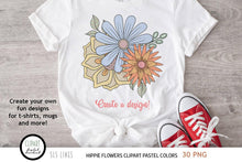 Load image into Gallery viewer, Hippie Flowers Clipart - Groovy 60s Florals Pastel Shades - SLS Lines