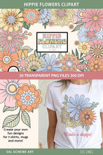 Load image into Gallery viewer, Hippie Flowers Clipart - Groovy 60s Florals Pastel Shades - SLS LinesHippie Flowers Clipart - Groovy 60s Florals Pastel Shades - SLS Lines