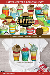 Latte Clipart -Coffee, Donuts & Lattes PNG Elements
