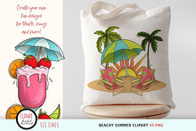 Load image into Gallery viewer, Summer Beach Clipart - Ocean Beach Summer Fun PNGs, SLS Lines