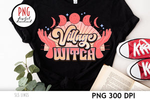 Village Witch PNG - Celestial Sublimation Design - Wicca