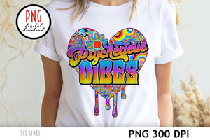 Psychedelic Sublimation PNG - Retro Vibes with Trippy Hippie Heart