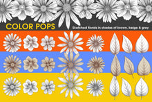 Load image into Gallery viewer, Vivid Pop Color Flowers Clipart Set - slslines