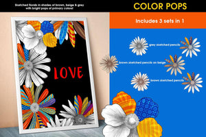 Vivid Pop Color Flowers Clipart Set - slslines