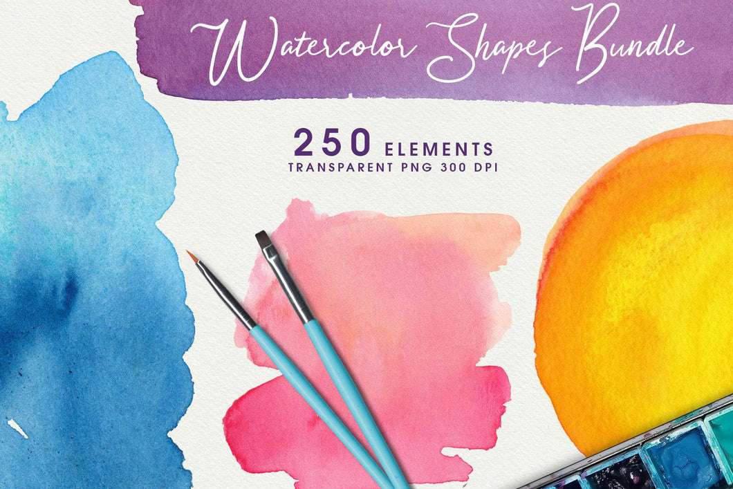 Watercolor Shapes Big Bundle Balls Boxes & Splatters
