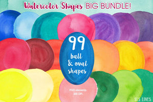 Watercolor Shapes Big Bundle Balls Boxes & Splatters - slslines
