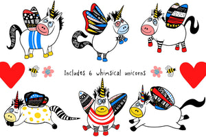 Whimsical Unicorns & Rainbows Clipart