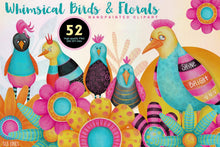 Load image into Gallery viewer, Whimsical Funky Birds &amp; Florals Watercolor Set