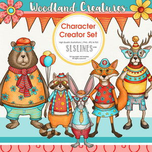 Woodland Creatures Character Creator Set - slslines